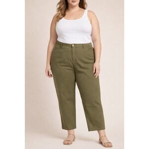 Vintage White Stag Women's Plus Stretch Textured Pants Olive Green Tacoma Sz 18W